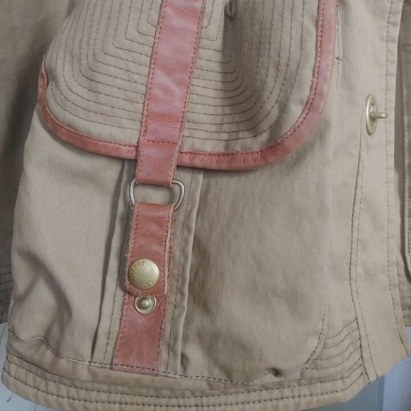 We Are Replay Waxed Felt Jacket Coat Cape Made in Italy leather trim $850 - Picture 8 of 9